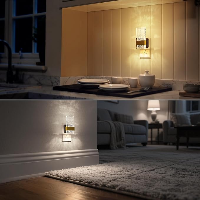 DORESshop LED Night Lights Plug into Wall, [2 Pack] 3 Level Dimmable Night Light, Bubble Decorative Nightlight, Dusk to Dawn Sensor, Wall Sconce-Style Design Nightlights for Bathroom, Hallway, 3CCT