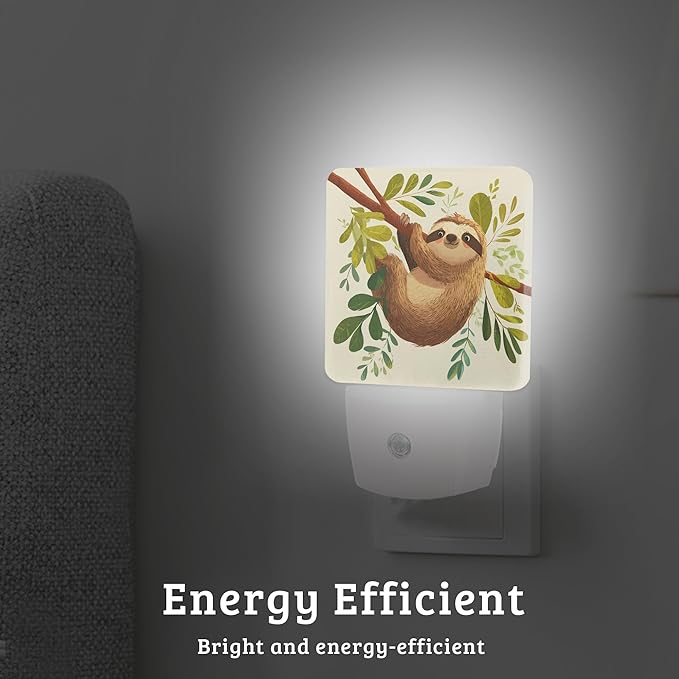 Cute Sloth Night Light, Dusk to Dawn Nightlight with Auto Sensor Lamp Home Indoor Stairway Kitchen Corridor, Night Lights Plug Into Wall Decorative for Boys Girls Women Men Room Gifts