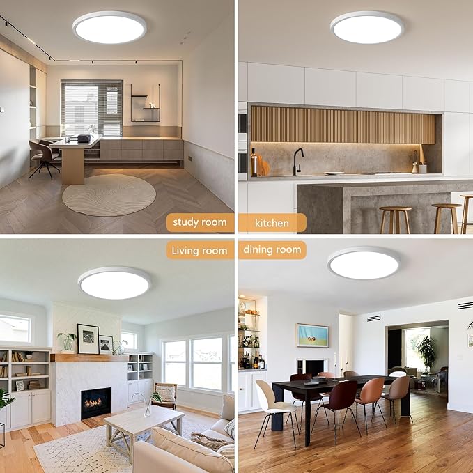 20 Inch LED Flush Mount Ceiling Light, 40W, 4350LM, 3000K/4000K/6000K CCT Selectable Super Slim Round Flat Panel Light for Living Room, Bedroom, Kitchen