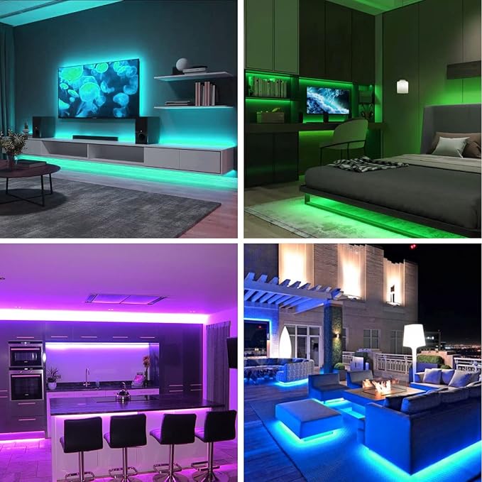RGB COB Led Strip Light 32.FT/10M(2 Rolls of 16.4FT/5M), COB Led Strip 10mm Width/5760 LEDs, 24V Color Changing Led Strip Lights with Remote, Flexible Led Tape Light for TV Led Backlights