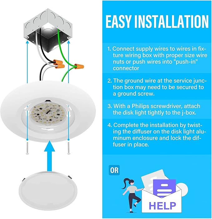 ZAGO Black 6 Inch LED Disk Light: Surface Mount Low Profile Recessed Retrofit Ceiling Fixture for J Box, 4 Packs, 5CCT Switchable, Dimmable, 120V, 15W, 920LM, CRI>80, ETL, Wet Location