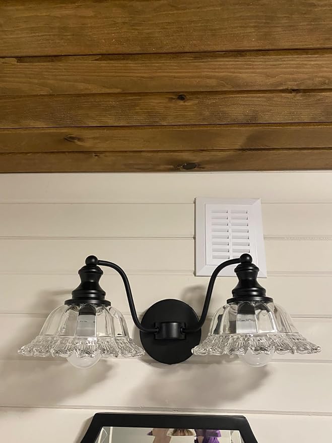 XIEDUN Farmhouse Bathroom Light Fixtures Black Vanity Lights for Bathroom 2 Light Vanity Light Fixtures