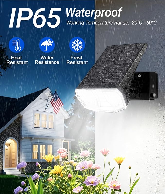 LETMY Solar Spot Lights Outdoor, 104 LED Solar Spotlights, 2-in-1 Solar Powered Outdoor Lights, Auto On/Off, Solar Lights Outdoor for Yard Garden, Patio, Wall, Trees & Flag, 2 Pack, Cool White