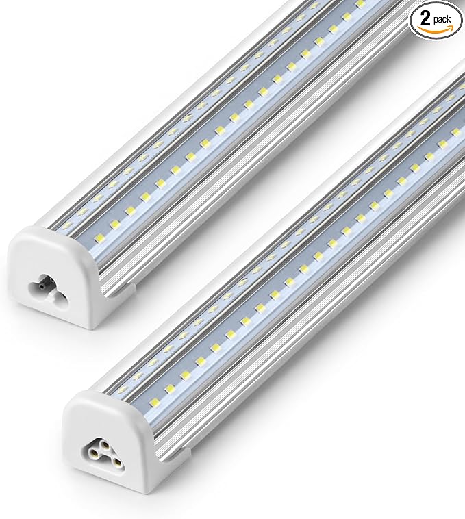 Barrina T8 LED Shop Lights for Workshop 4FT, 50W, 6500K, ‎Super Bright White, Clear Cover, Ceiling, V-Shape Shop Light Fixture, Garage, Warehouse, Basement, ETL Listed, 2 Packs
