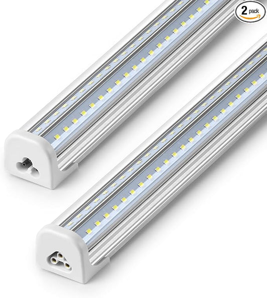 Barrina T8 LED Shop Lights for Workshop 4FT, 50W, 6500K, ‎Super Bright White, Clear Cover, Ceiling, V-Shape Shop Light Fixture, Garage, Warehouse, Basement, ETL Listed, 2 Packs