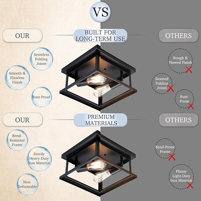 Hamilyeah Black Flush Mount Ceiling Light Fixture Bedroom, Farmhouse Kitchen Lights Ceiling, Outdoor Close to Ceiling Light Fixtures for Porch Patio Hallway