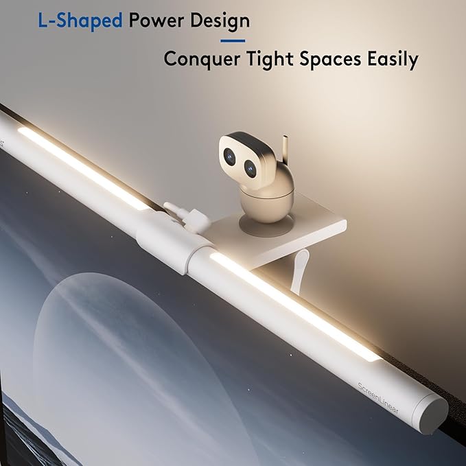 Quntis Monitor Light Bar with Remote, Eye-Care No Glare, Space Saving Home Office Desk Lamp, White, Stepless Dimming, Easy Setup LED Computer Light Backlight for Curved Gaming Monitors Mother's Day
