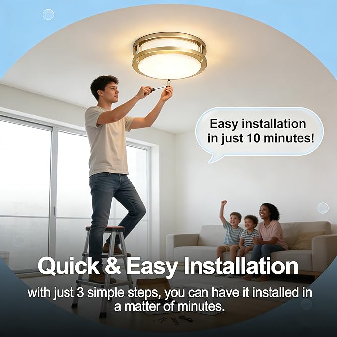 Drosbey 36W Dimmable LED Ceiling Light Fixture, Flush Mount Light Fixture, Ceiling Lights for Bedroom, Kitchen, Bathroom, Super Bright 4000 Lumens, 400W Equivalent, 5000K Daylight White, UL Listed