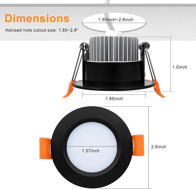 YGS-Tech 2 Inch LED Recessed Lighting, Dimmable Downlight 3W(35W Halogen Equivalent), CRI80, 3000K Warm White Ceiling Light with LED Driver(24 Pack)