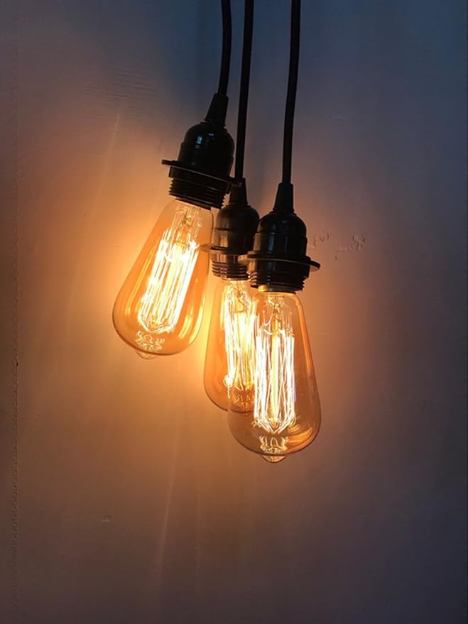 FadimiKoo Pendant Light Kit, E26/E27 Lamp Kit, Vintage Edison Hanging Pendant Light Cord Kit with On/Off Switch UL Listed, 3 Pack, 13.2 FT Each