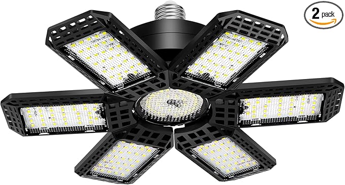 AUDLES 1 Pack Garage Light, 200W 20000LM 6500K LED Shop Lights, Garage Lights Ceiling Led with 6+1 Deformable Panels, Screw in E26/E27 Socket Bulb for Warehouse, Workshop, Basement, Barn Lighting