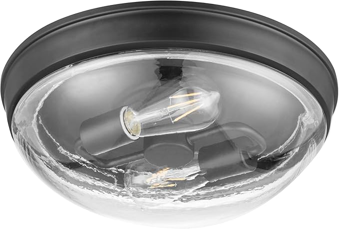 Prominence Home Madalyn 13" Bronze Flush Mount Clear Seeded Round Glass Ceiling Light - 51539-01