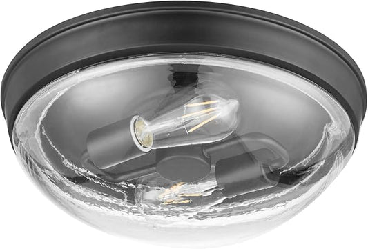 Prominence Home Madalyn 13" Bronze Flush Mount Clear Seeded Round Glass Ceiling Light - 51539-01