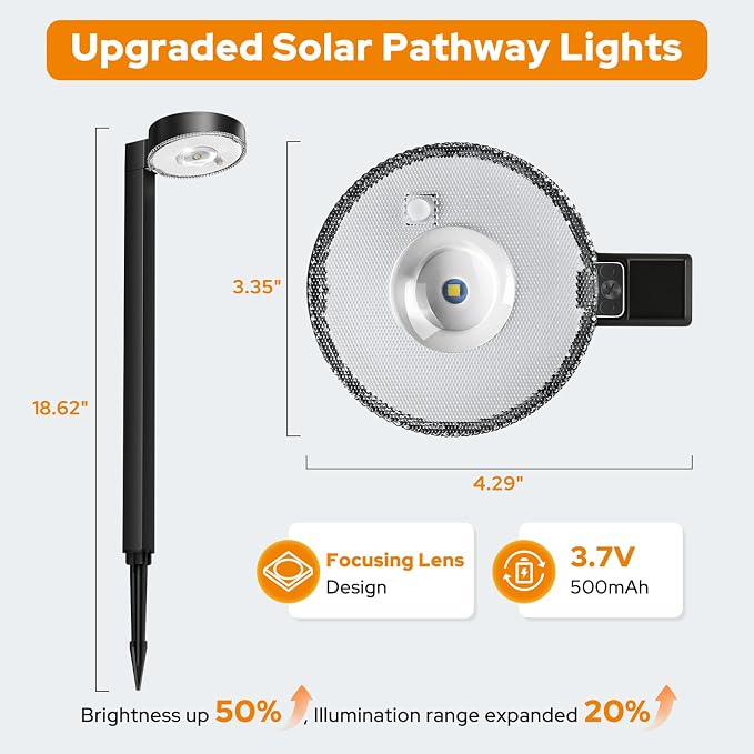 APONUO 12 Pack Solar Pathway Lights Outdoor, 3 Color Temperatures Selectable CCT, Focused Ground Spot Lens, Brighter Up to 12 Hrs IP65 Waterproof Path Lights for Walkway Driveway Yard Garden(Black)