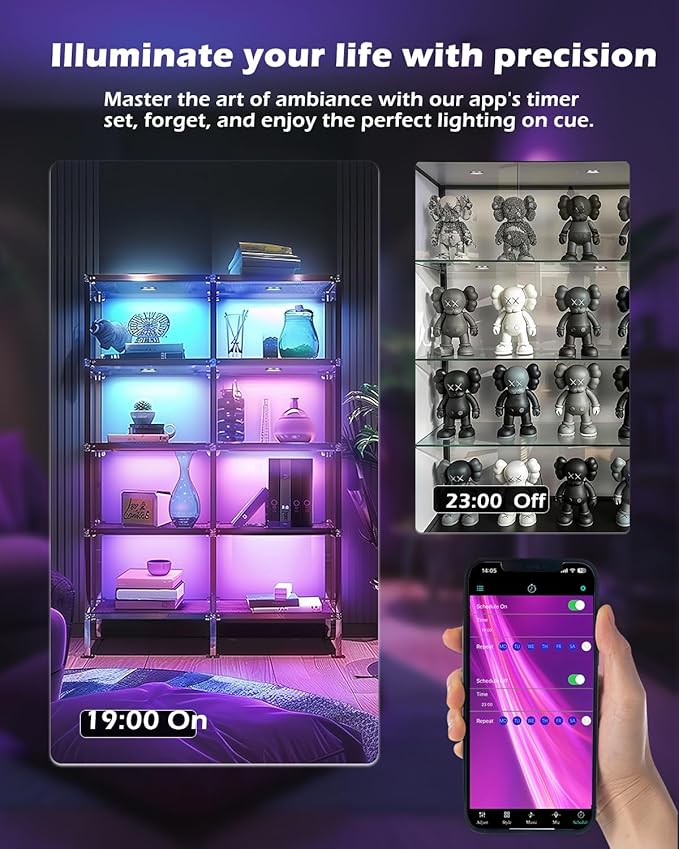 Cefrank RGB LED Puck Lights with Remote & App Control, Color Changing Under Cabinet Lighting with Music Sync, Dimmable Multi-Color Disc Lights for Backlight, Shelf, Showcase (6 Pack)