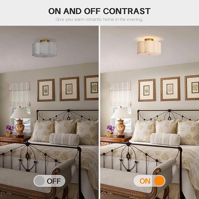 3-Light Flush Mount Ceiling Light,12.6inch Drum Ceiling Light Fixture,Entryway Light Fixtures Ceiling Mount with Linen Fabric Shade, Flush Mount Light Fixture for Bedroom, Living Room