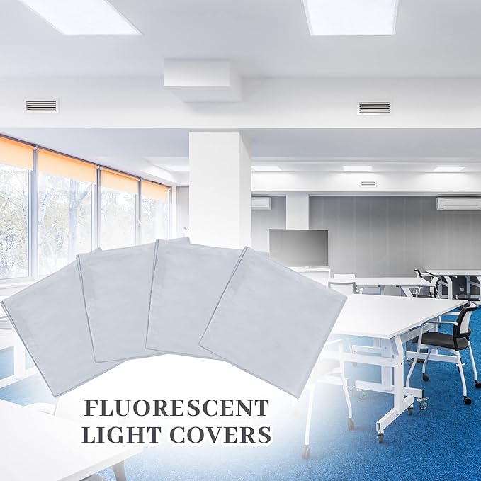 Hortsun 12 Pcs Fluorescent Light Covers 2 x 4 ft Classroom Ceiling Light Cover Magnetic Filters Fluorescent Diffuser Covering for Classroom Office Hospital Drop Ceiling(Gray)