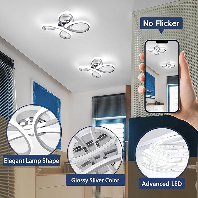ADISUN Modern LED Ceiling Light, 6000K Semi Flush Mount Ceiling Light Fixture, Modern Lamp for Hallway Bedroom Corridor Aisle Bathroom(L14.56*W14.56*H2.4)