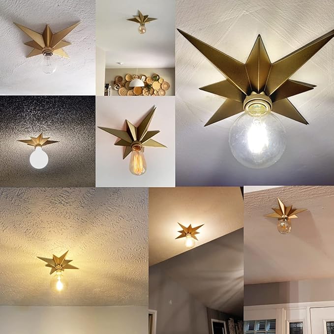 VILUXY Flush Mount Ceiling Light, Brass Star Light Fixtures Ceiling for Hallway, Entryway, Study Room, Bedroom