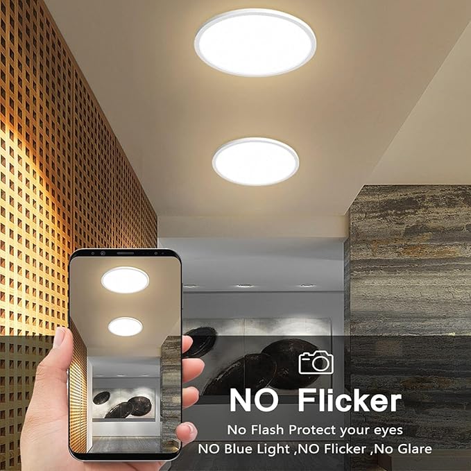 12Pack-12 Inch 3200LM Flush Mount LED Ceiling Lights,White 28W Slim Ceiling Light Fixture Round Day White 6000K Thin Round Flat Ceiling Light 120V Surface LED Ceiling Light 300W Equivalent