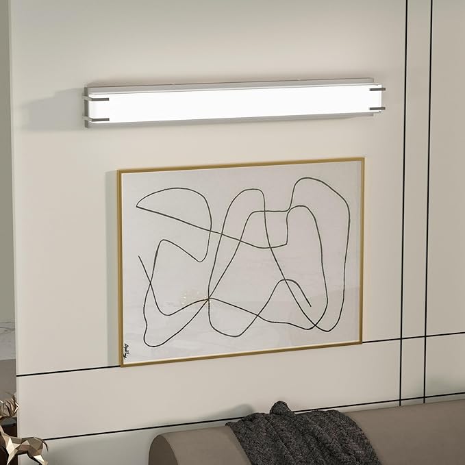 Bathroom Light Fixture Over Mirror 32" Vanity Light with Milky White Lampshade 4000K Daylight Brushed Nickel Bath Bar (Brushed Nickel)