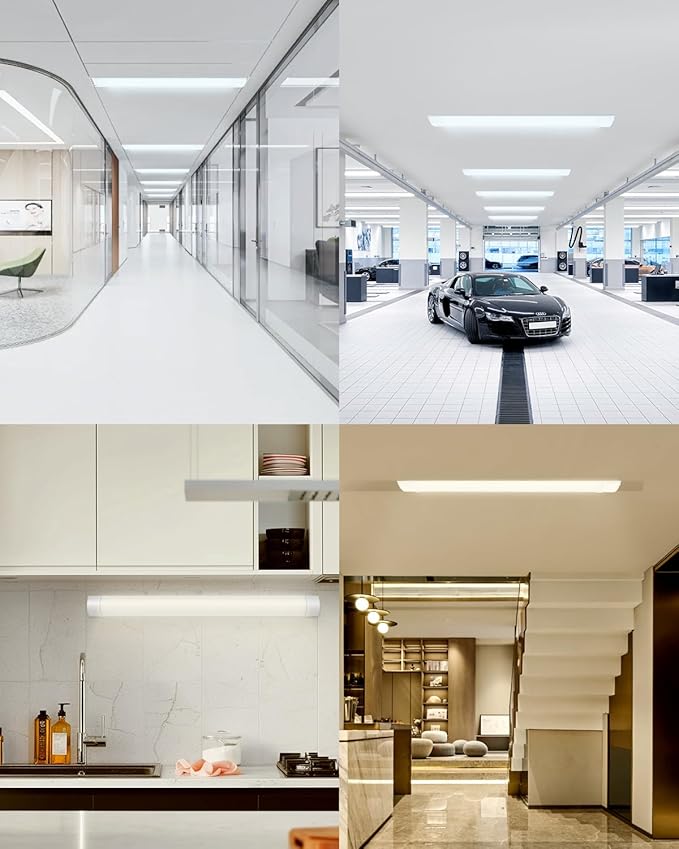 Sararoom 3FT LED Shop Fixture 30W Tube, 3600lm, 6500K Cold White, 90cm 35.4inch Garage Closet Ceiling Light for Office Home Basement, No Plug, No Ground Wire