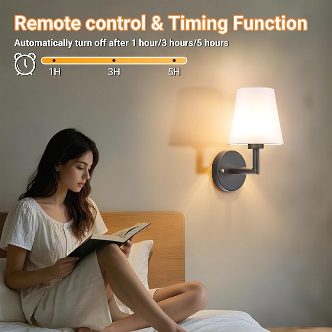 Nekhung Battery Operated Wall Sconces Set of 2, Wireless Wall Light with 10000mAh RGB Dimmable Magnetic Bulb, Rechargeable Wall Sconce with Remote Control for Bedroom Living Room