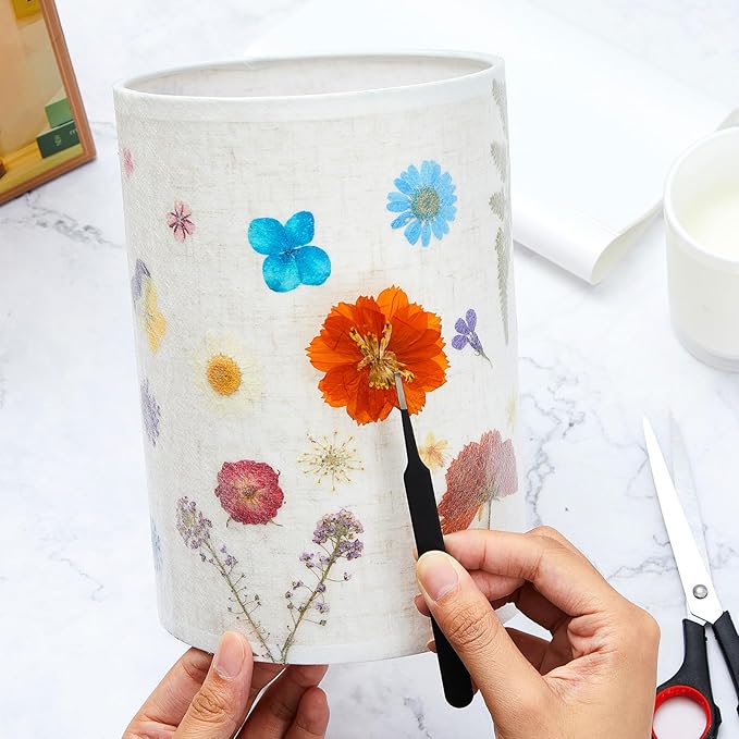 Hortsun Pressed Flower Lamp Vintage Table Small Lamp Cottagecore Decor Boho Night Light Decorative Rustic Night Light for Bedroom, Living Room or Office, Valentine Gift for Women(DIY Style)