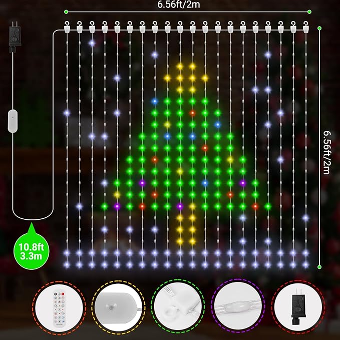 CoziTech Smart Curtain Lights 400 LED, Color Changing LED Curtains Light 6.6 * 6.6 FT, DIY Fairy String Light Curtain for Bedroom Backdrop Party Indoor Outdoor Holiday Decor (APP +Remote Control)