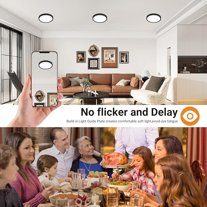 slochi 2Pack LED Flush Mount Ceiling Light Fixture, 7 Inch 15W, 1500LM, Super Slim 0.7 Inch, 3000K-6500K Adjustable Low Profile LED Ceiling Lights for Bathroom, Closet, Hallway(Oil Rubbed Bronze)
