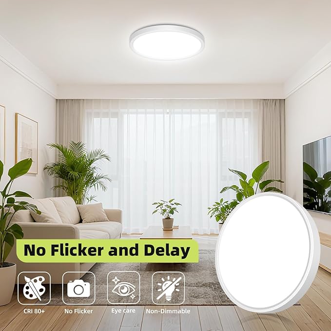 hepside LED Flush Mount Ceiling Light, 13Inch 24W LED Ceiling Lights Fixture,5 Color Temperatures in One,Ultra-Thin Flush Mount Light Fixture for Closet Bathroom Hallway Bedroom Laundry (2PACK)