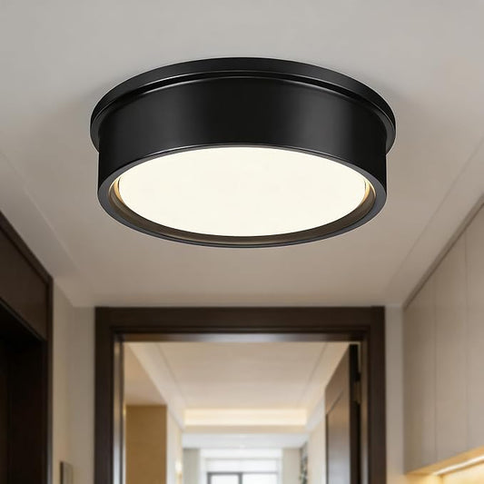 13 inch Flush Mount LED Ceiling Light Fixture, 5CCT Modern Dimmable Lighting for Hallway Bathroom Kitchen Stairwell, 2700K/3000K/3500K/4000K/5000K, Black