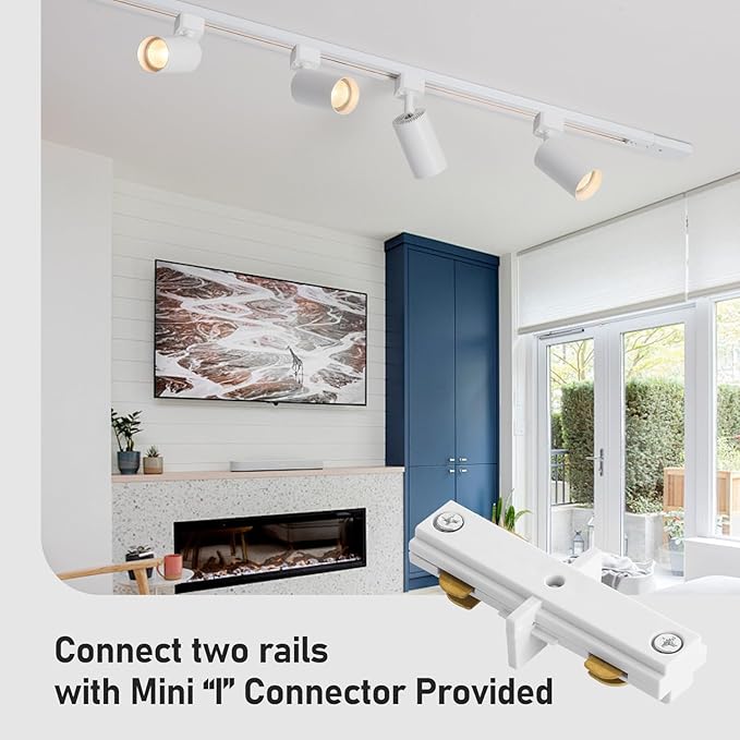 8-Light LED Track Lighting Kit with 6.6FT H Track Lighting Rails & Floating Canopy Connector, GU10 Track Light Kit, Modern Kitchen Track Lighting Fixtures Ceiling Spot Light, White (No Bulbs)