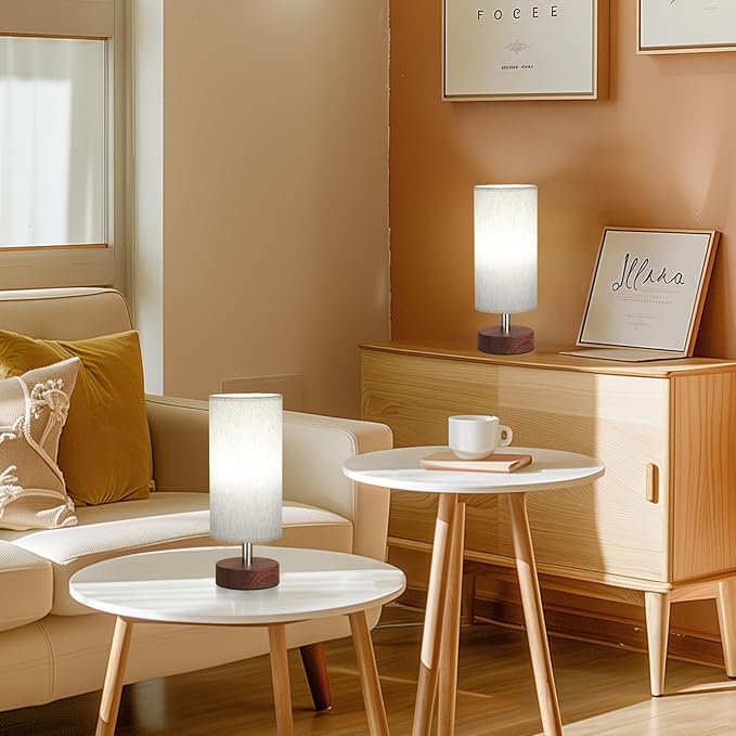 PartageiZ Small Table Lamp for Bedroom Set of 2 - Bedside Lamps for Night Stands, Minimalist Nightstand Light Lamp, Desk Lamps for Reading Room, Kids Room, Living Room, Office, Dorm
