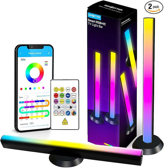 DAYBETTER Smart LED Light Bars, RGB Light Bar, 14 Inches TV Backlights with Scene and Music Modes, Smart Light Bars with Multiple Placement Options, Mood Lighting, PC Gaming Light Bar for Room Decor