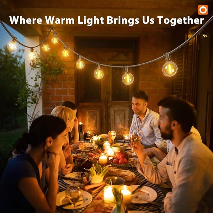 addlon 100FT Outdoor String Lights G40 with Remote, 54 LED Shatterproof Bulbs, Dimmable Patio Globe Lights Waterproof, Hanging Outside Lighting for Backyard, Garden, Deck, Balcony, Porch, Café, Decor