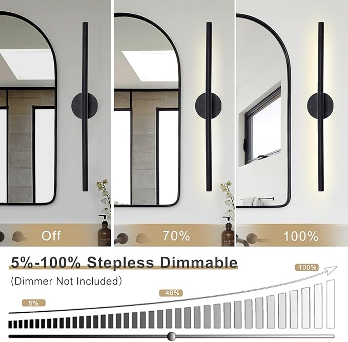 Matte Black Bathroom Light Fixtures Over Mirror 30 Inch, 20W 360° Rotatable Dimmable 4000K Led Vanity Light Bar, Modern Bathroom Vanity Lights Above Mirror