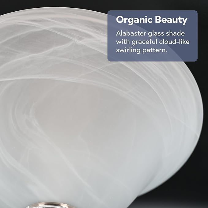 Riva 3-Light Ceiling Lamp in Brushed Nickel with Alabaster White Swirl Glass, 16" Wide