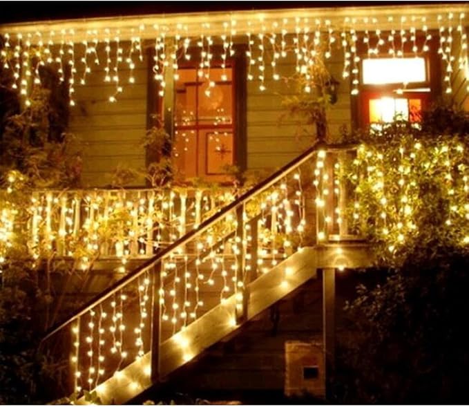 Lainin 3.5M/11ft 96 LED Warm White Linkable Fairy Curtain String Light with 8 Modes Memory Functional Controller for Indoor/Outdoor/Patio/Wedding/Valentines Day/Christmas Decor