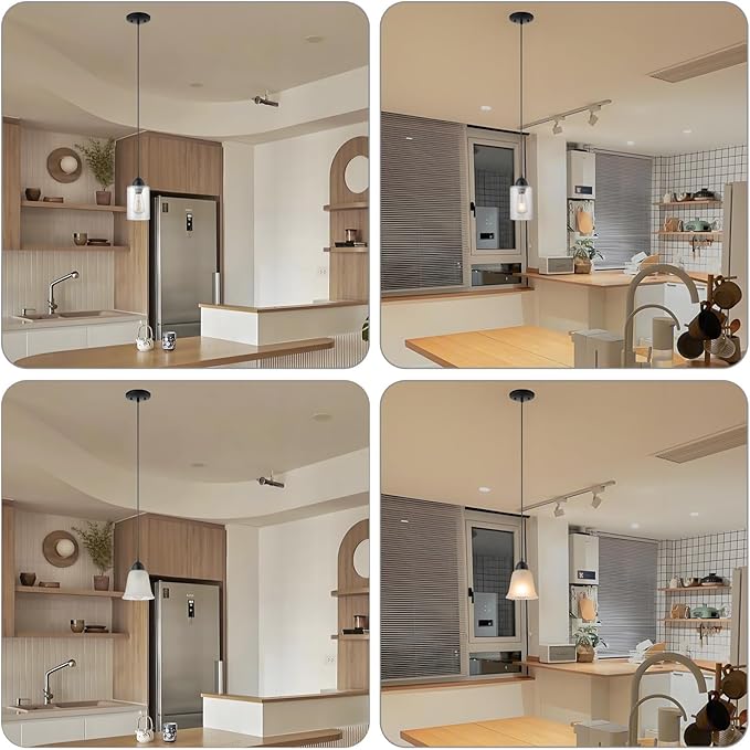 Black Pendant Light Fixtures Kit, Mini Single Kitchen Island Lights, DIY Make Modern & Farmhouse & Industrial Pendant Lights for Yourself, Adjustable Height （Shade and Bulb Not Included）