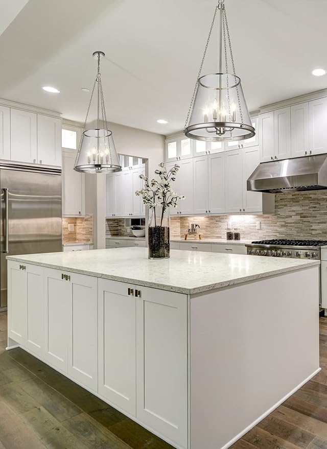 Z-Lite 341P18-PN Prescott Pendant, 4-Light 240 Total Watts, Polished Nickel
