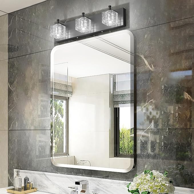 Ralbay Black Vanity Light 3 Lights Modern Crystal Matte Black Bathroom Light Fixtures Modern Crystal Bathroom Vanity Light Fixtures