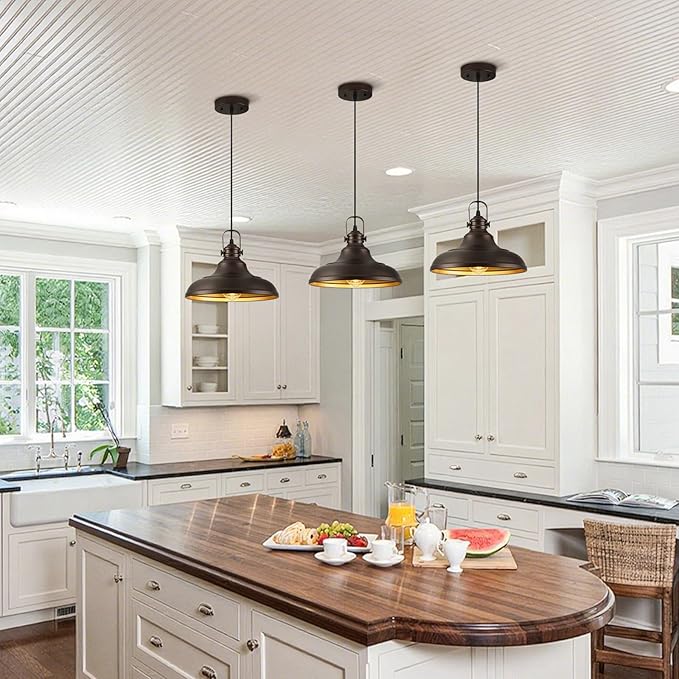 Oil Rubbed Bronze Pendant Light Modern Pendant Lights for Kitchen Island Hanging Lighting Fixture Over Sink for Dinning Room Bedroom Hallway,3 Packs