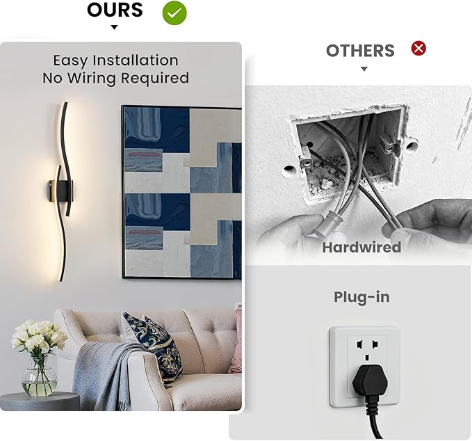 WOSHITU Black Battery Operated Wall Sconces: 39 Inch Rechargeable Sconce Wall Lighting Set of Two with Remote & 3CCT Dimmable, Modern Cordless Wall Light for Bedroom Living Room Hallway Bathroom