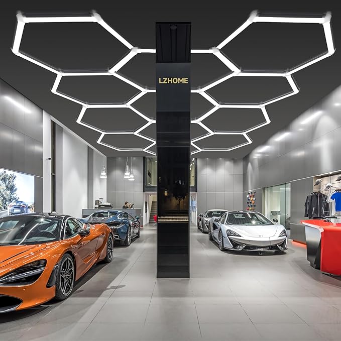 Updated Hexagon Garage Light: 79200LM Super Bright Hexagon Garage LED Light, 5000K Natural White, 72 Packs LED Light Car Detailing Ceiling Lights for Warehouse Basement Gym Barbershop Salon