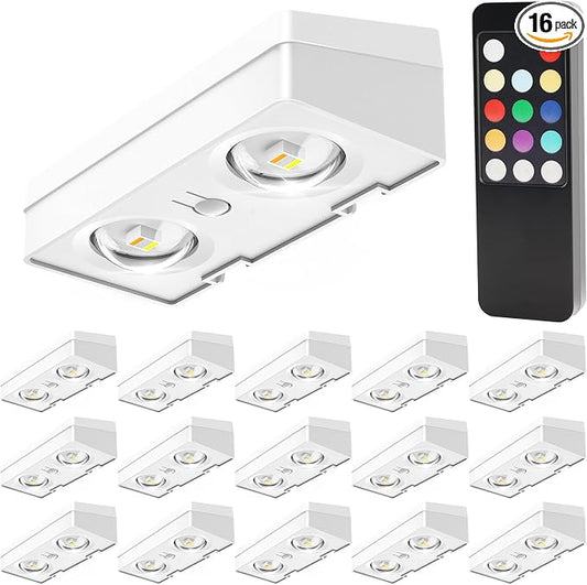 VOLISUN Solar Fence Lights with Remote Control, 50 Lumen LED Fence Lights Solar Powered, IP65 Waterproof, 10 RGB Color Long-Lasting Solar Lights for Backyard Garden Deck Patio Railing (16 Pack)