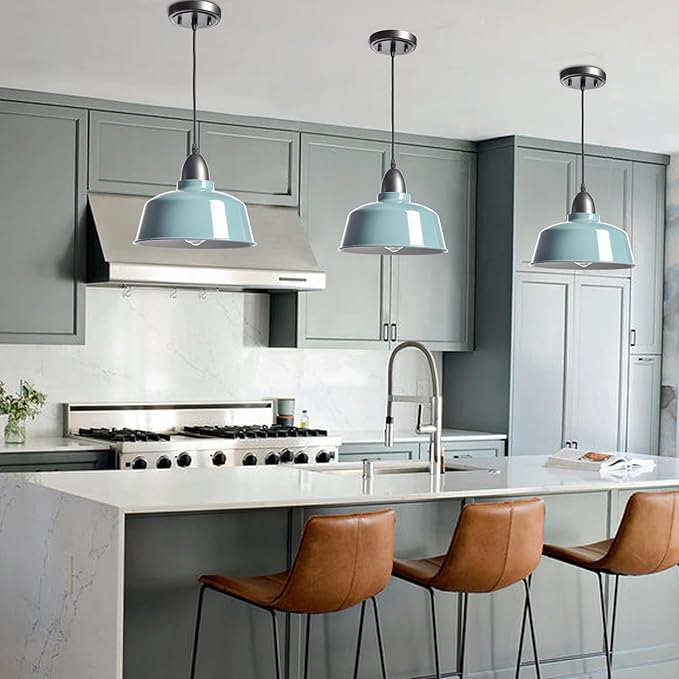 Modern Farmhouse Blue Pendant Lights Kitchen Island Macarons Dome Pendant Light for Home Bar Countertop Canteen Dining Room Bedroom Restaurant Bathroom
