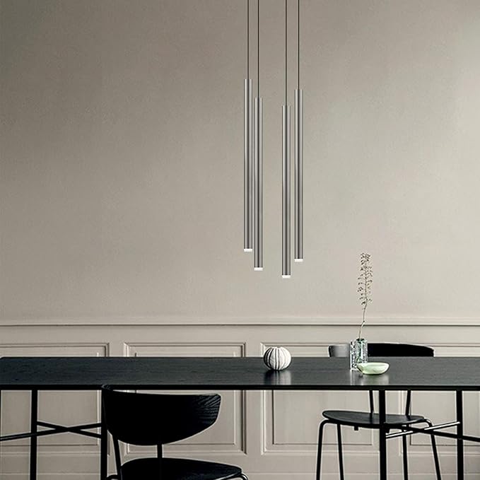 CANALIS 4 Mini Pendant Lighting Nickel - LED Hanging Light Fixture for Kitchen Island, Bar, Foyer - Cluster Pendants - Dimmable, Adjustable Wire, Lamp Bulb Included