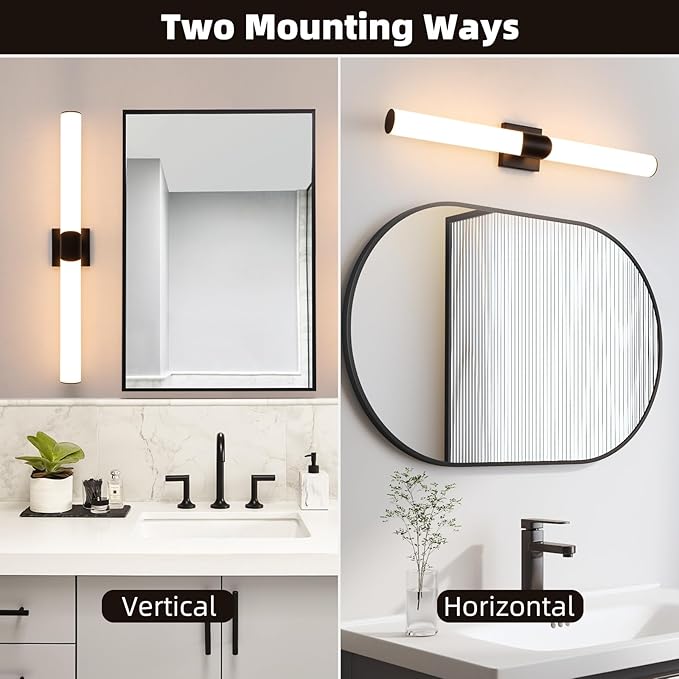 Modern Wall Sconce 30 Ihch Black Bathroom Sconces LED Wall Lighting Fixtures with Acrylic Shade Hardwired Long Vanity Lights Over Mirror for Bedroom Living Room Hallway