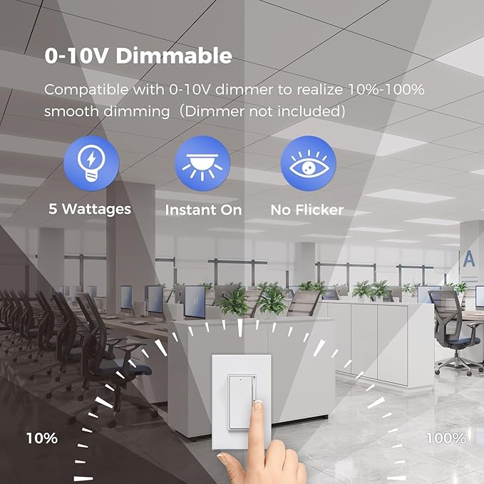AIKVSXER 24 Pack 2x4 LED Flat Panel Light, Dimmable Recessed Drop Ceiling Light Fixture for Office Kitchen,9100LM,Switchable 5CCT 3000K/4000K/5000K/5700K/6500K, 5 Wattages 30W/40W/50W/60W/70W